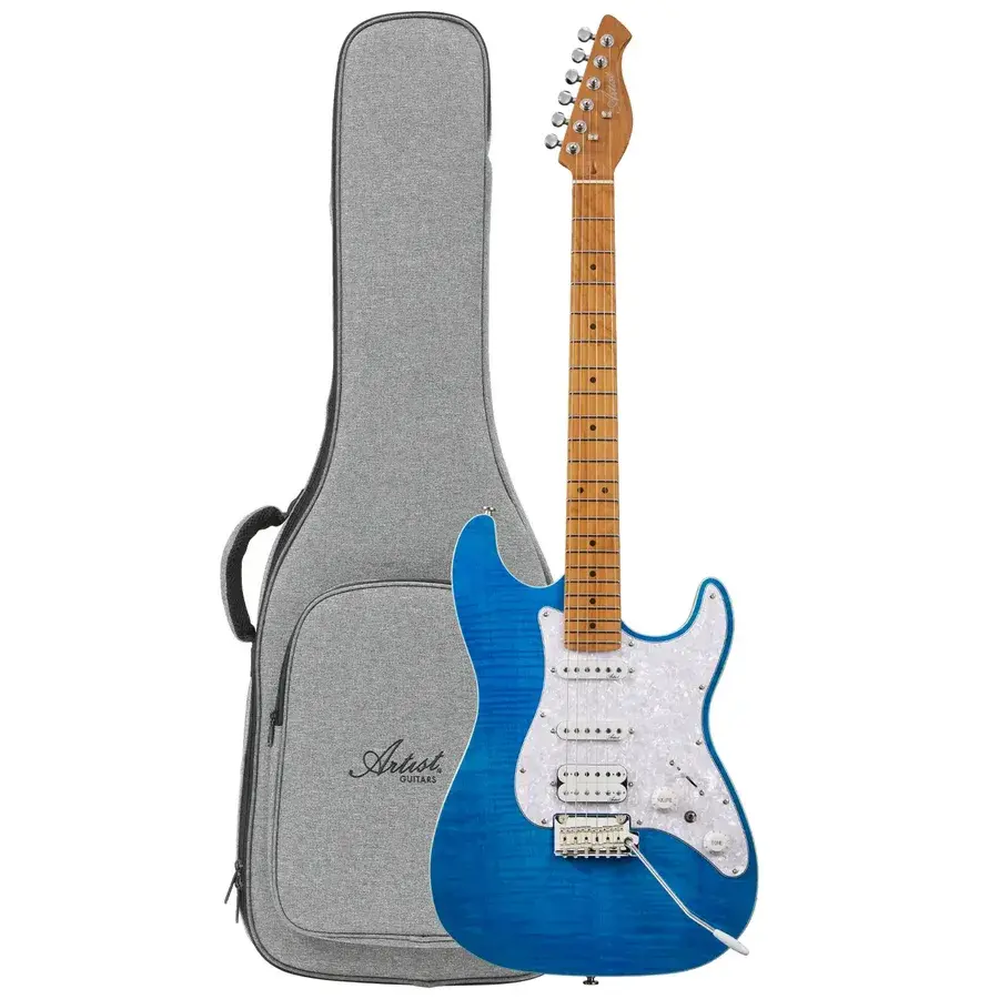 Artist AS30 Blue Flame electric guitar, a beginner-friendly electric guitar recommended by Six Strings Townsville