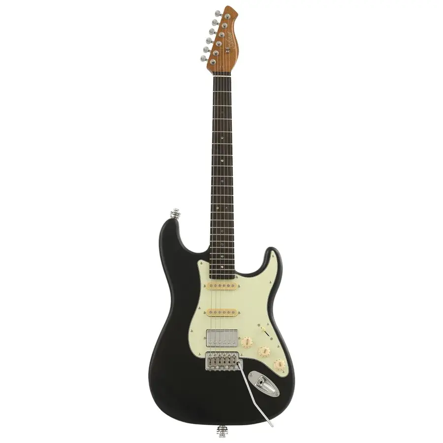 Artist AS72 Black electric guitar with hand-made pickups, a mid range guitar recommended by Six Strings Townsville
